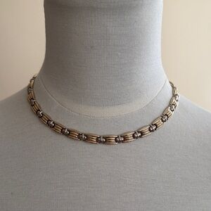 Elegant 14K yellow+white Gold Women's Necklace 17”/43 cm 28 g Made in Italy